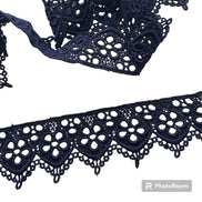 Navy Floral Guipure- Lace Trim 4217- 1.65