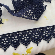 Navy Floral Guipure- Lace Trim 4217- 1.65