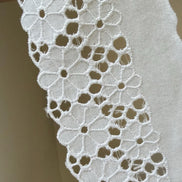White, Floral, Flat Cotton Eyelet- 60MM or 2 1/3” Wide- White- 05835
