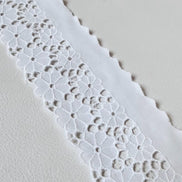 White, Floral, Flat Cotton Eyelet- 60MM or 2 1/3” Wide- White- 05835