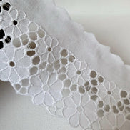 White, Floral, Flat Cotton Eyelet- 60MM or 2 1/3” Wide- White- 05835