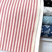 Woven Cotton Ticking Stripe- Red and Off White- 44” Wide