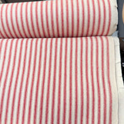 Woven Cotton Ticking Stripe- Red and Off White- 44” Wide