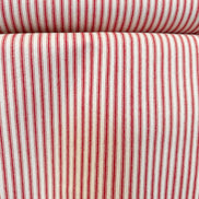 Woven Cotton Ticking Stripe- Red and Off White- 44” Wide
