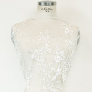 European White Beaded, Sequins Embroidered Tulle- 55