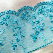 Turquoise Blue Embroidered Tulle Trim- 3801