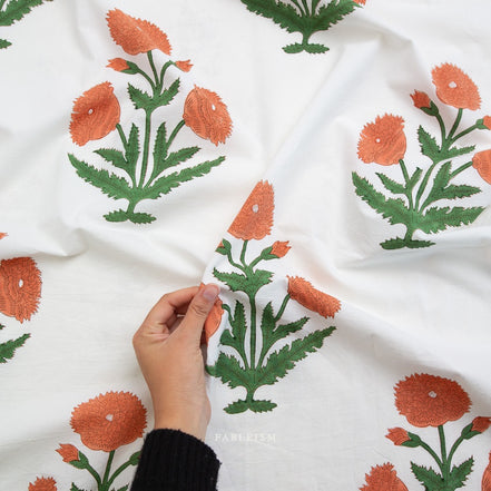 Boho Floral in Sienna- Indian Block Prints: Cottage- Fableism- 44"