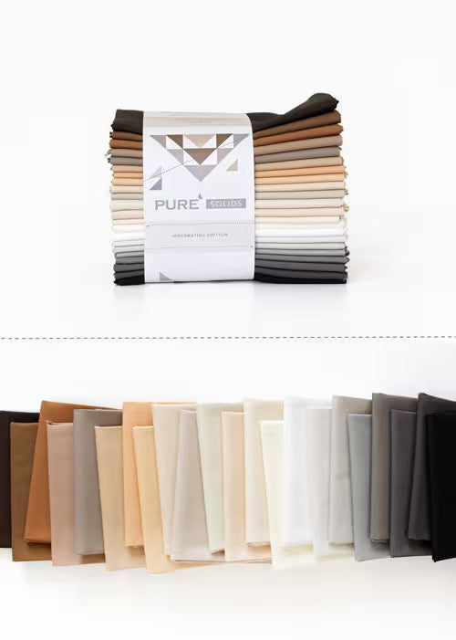 Hibernating Edition Fat Quarter Bundle- AGF Solids- 22 Colors (Gray, White, Brown)