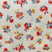 Red, Blue, Orange, Yellow Floral Print on Light Cream- Floral Nostalgia 