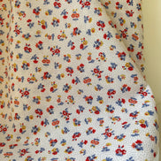 Red, Blue, Orange, Yellow Floral Print on Light Cream- Floral Nostalgia 