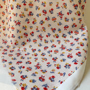 Red, Blue, Orange, Yellow Floral Print on Light Cream- Floral Nostalgia 