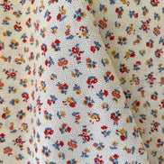 Red, Blue, Orange, Yellow Floral Print on Light Cream- Floral Nostalgia 