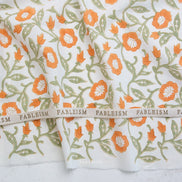 Trumpet Vines in Sage- Indian Block Prints: Cottage- Fableism- 44