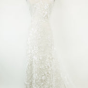 European White Beaded, Sequins Embroidered Tulle- 55
