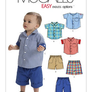 McCall's Sewing Pattern Infants' Button-Down Shirts, Shorts and Pants- M6016- S-M-L-XL