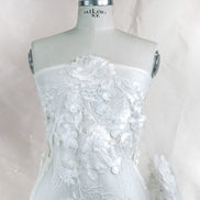White 3D Floral- European Embroidered Tulle- 52