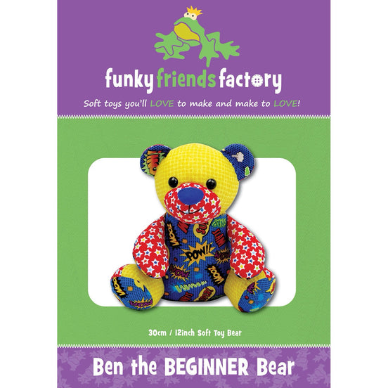 Ben the Beginner Bear Paper Pattern By Funky Friends Factory- Making Stuffed Toy Bear