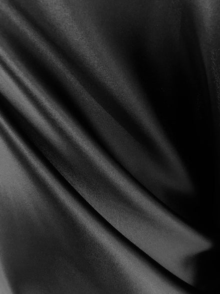 Black 100% Silk 4-Ply Crepe Back Satin (1804)