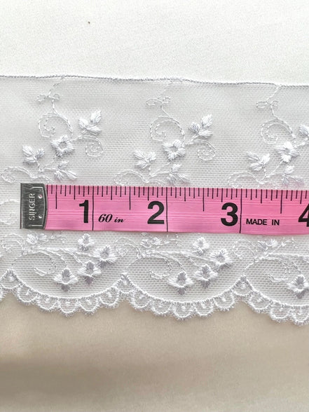 Turquoise Blue Embroidered Tulle Trim- 3801