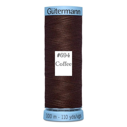 Gutermann Silk Thread 100m/110y COFFEE #694 (1 SPOOL)
