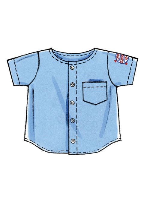 McCall's Sewing Pattern Infants' Button-Down Shirts, Shorts and Pants- M6016- S-M-L-XL