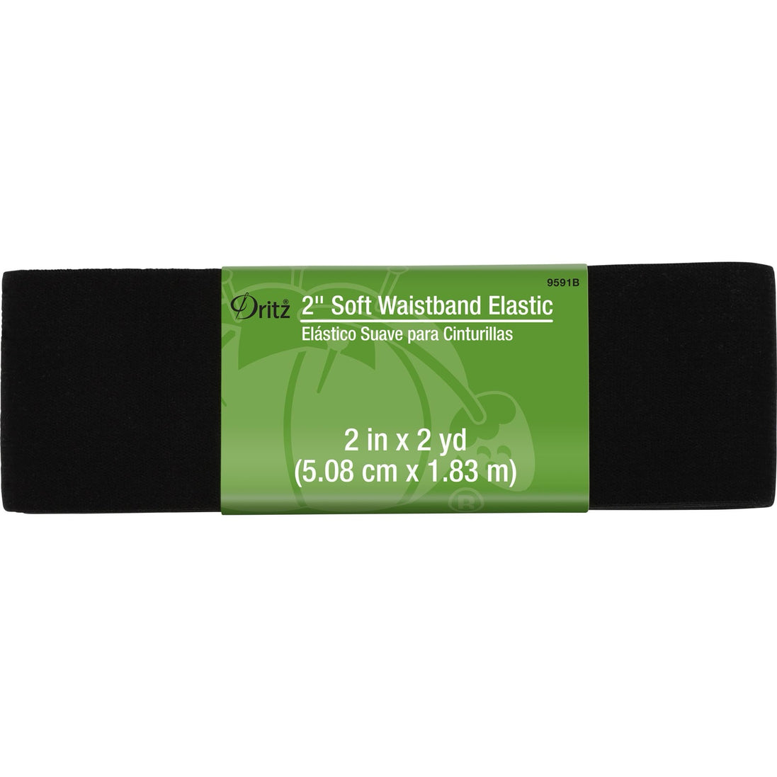 9591W/ 9591B Soft Waistband Elastic 2", White or Black
