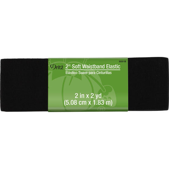 9591W/ 9591B Soft Waistband Elastic 2", White or Black