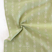 Forest Forage Daisies- Celadon- Woven Cotton- Fableism- 44” Wide
