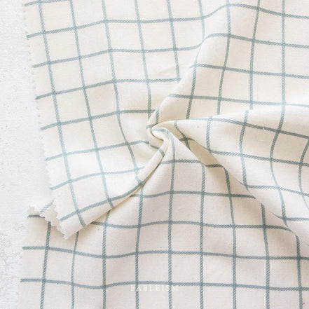Grid Squares Cotton Fabric- "Trellis Woven in Ocean"- Fableism- 44” Wide