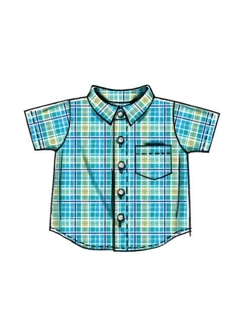 McCall's Sewing Pattern Infants' Button-Down Shirts, Shorts and Pants- M6016- S-M-L-XL