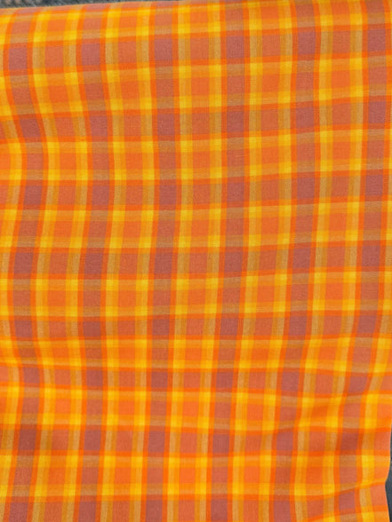 Kitchen Window Wovens- “Spice”- Orange, Yellow, Purple Plaid Gingham- 44” Wide- 100% Cotton