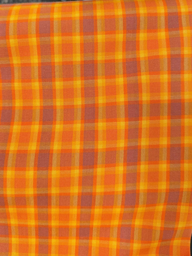 Kitchen Window Wovens- “Spice”- Orange, Yellow, Purple Plaid Gingham- 44” Wide- 100% Cotton