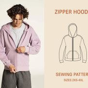 Zipper Hoodie Mens, Womens, Unisex- Wardrobe By Me- Paper Pattern- Sizes 2XS-4XL