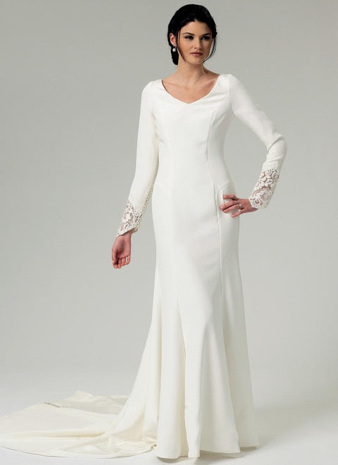 Butterick B5779 Sewing Pattern Misses’ Wedding/ Bridal Lace-Back Dresses with Train- Sizes 4-12