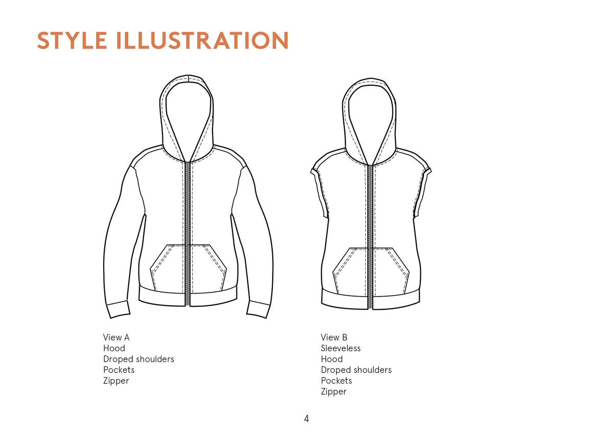 Zipper Hoodie Mens, Womens, Unisex- Wardrobe By Me- Paper Pattern- Sizes 2XS-4XL