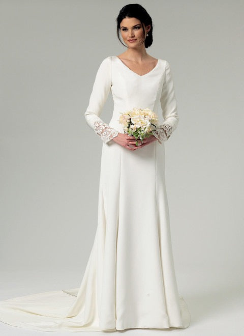 Butterick B5779 Sewing Pattern Misses’ Wedding/ Bridal Lace-Back Dresses with Train- Sizes 4-12