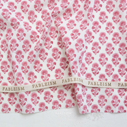 Stamp Floral in Pink- Indian Block Prints: Cottage- Fableism- 44"