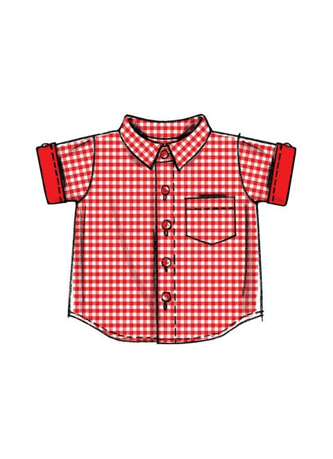 McCall's Sewing Pattern Infants' Button-Down Shirts, Shorts and Pants- M6016- S-M-L-XL