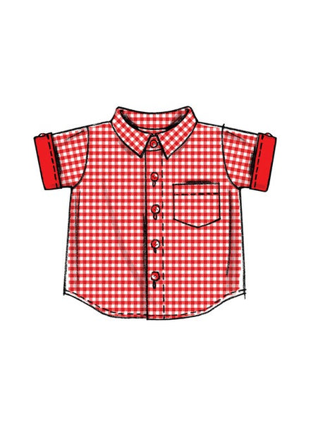 McCall's Sewing Pattern Infants' Button-Down Shirts, Shorts and Pants- M6016- S-M-L-XL