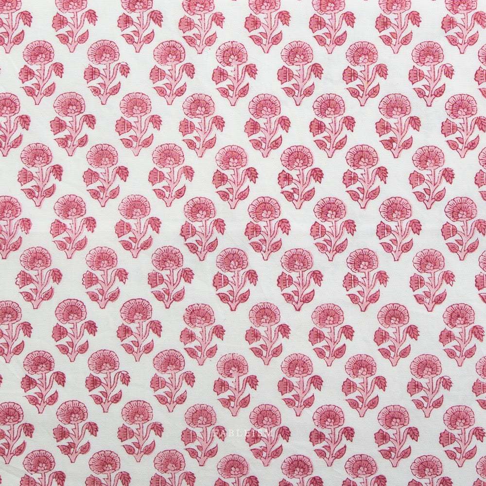 Stamp Floral in Pink- Indian Block Prints: Cottage- Fableism- 44