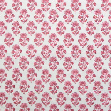 Stamp Floral in Pink- Indian Block Prints: Cottage- Fableism- 44"