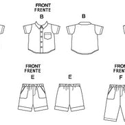 McCall's Sewing Pattern Infants' Button-Down Shirts, Shorts and Pants- M6016- S-M-L-XL