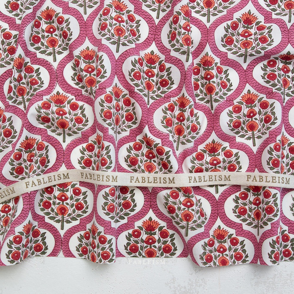 Lattice Floral in Pink- Indian Block Prints: Cottage- Fableism- 44