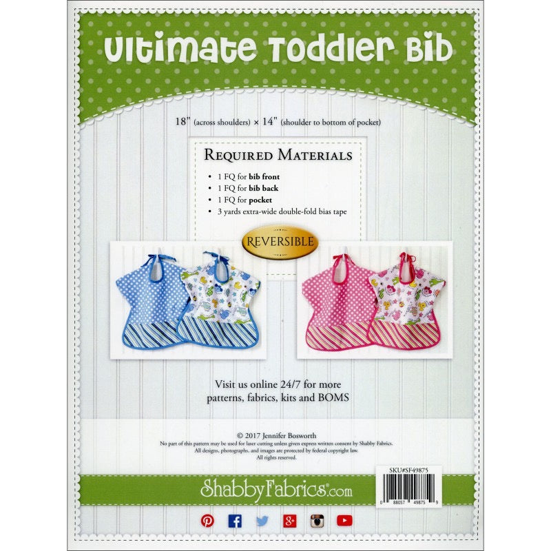 Ultimate Toddler Bib- Paper Pattern- Reversible