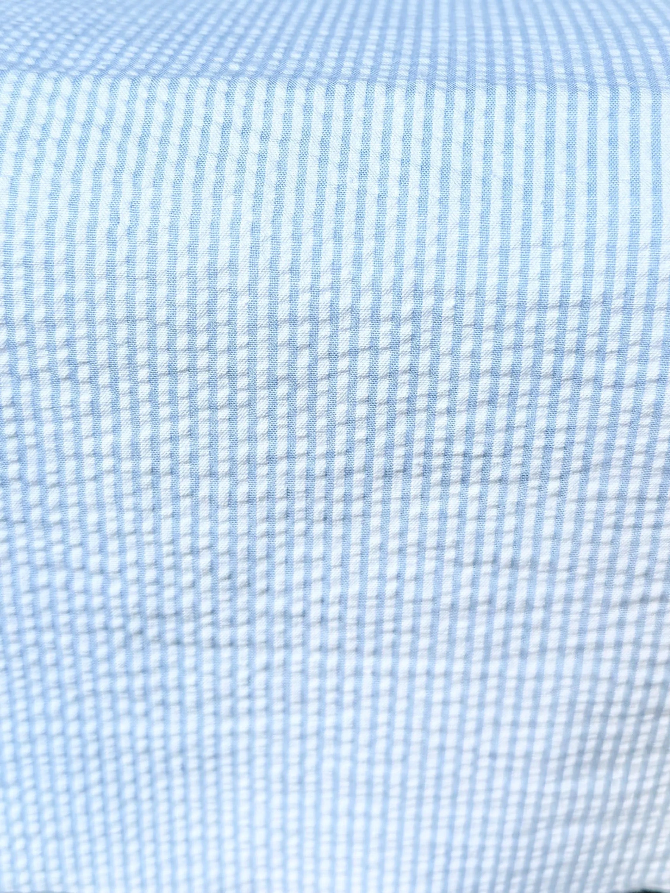 Blue and White Seersucker Stripe- 57” Wide- Cotton Poly Blend