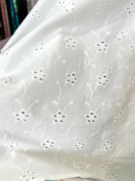 Francesca Cotton Eyelet- In White or PFD- 55" Wide- 22308- Little Flowers
