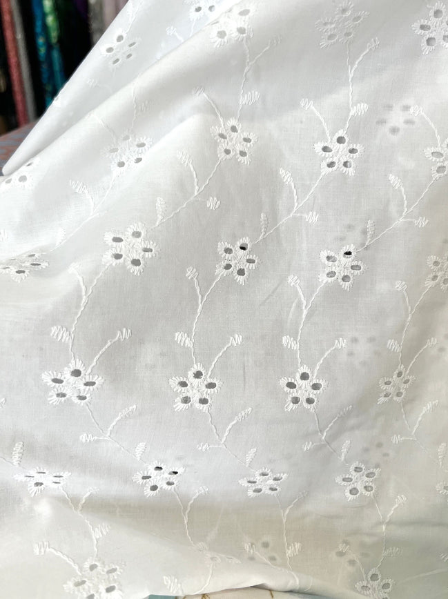 Francesca Cotton Eyelet- In White or PFD- 55" Wide- 22308- Little Flowers