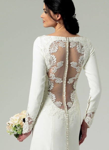 Butterick B5779 Sewing Pattern Misses’ Wedding/ Bridal Lace-Back Dresses with Train- Sizes 4-12