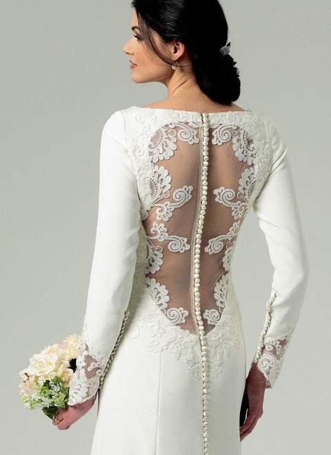 Butterick B5779 Sewing Pattern Misses’ Wedding/ Bridal Lace-Back Dresses with Train- Sizes 4-12