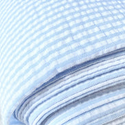 Blue and White Seersucker Stripe- 57” Wide- Cotton Poly Blend